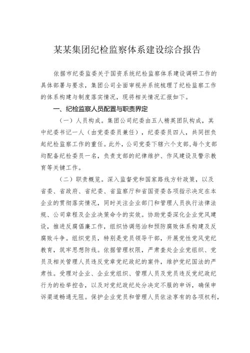 某某集团纪检监察体系建设综合报告.docx