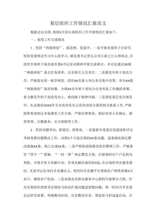 基层组织工作情况汇报范文.docx