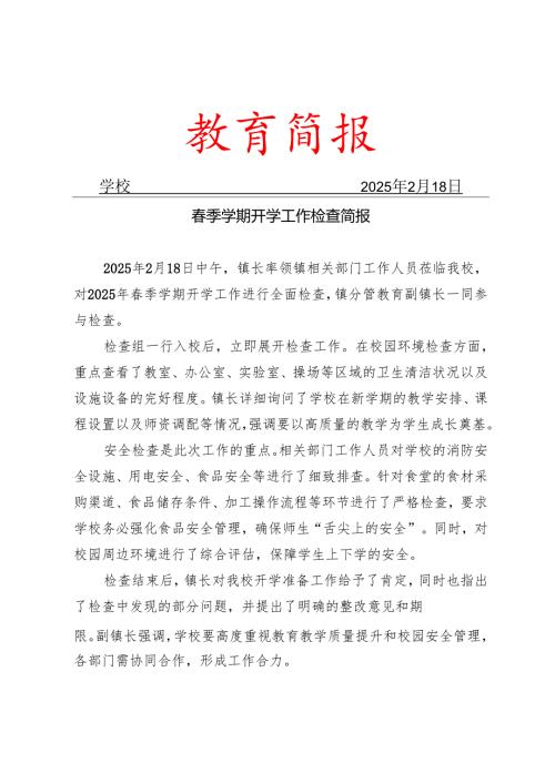 政府春季学期开学工作检查简报.docx