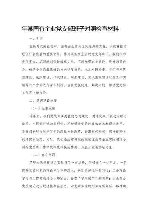 2025年某国有企业党支部班子对照检查材料.docx