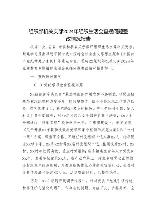 2024年组织生活会材料精选两篇合辑（对照检查+整改报告）.docx
