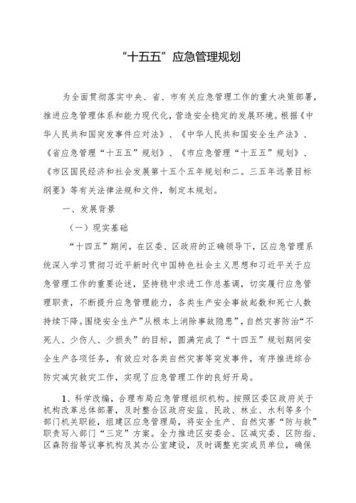 “十五五”应急管理规划.docx