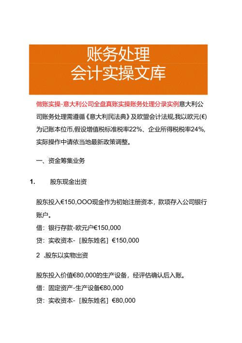 做账实操-意大利公司全盘账务处理分录实例.docx