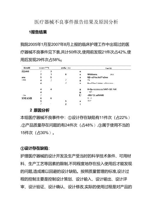 医疗器械不良事件报告结果及原因分析.docx