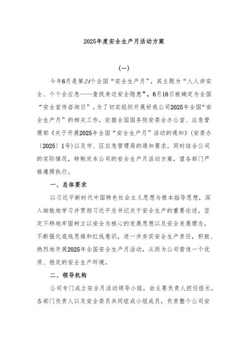 2025年度安全生产月活动方案.docx
