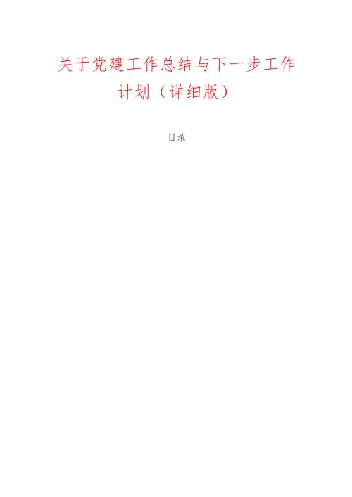 关于党建工作总结与下一步工作计划（详细版）.docx