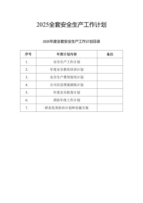 2025年度全套安全生产工作计划.docx