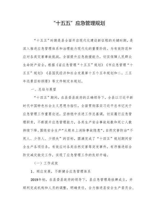 “十五五”应急管理规划(4).docx