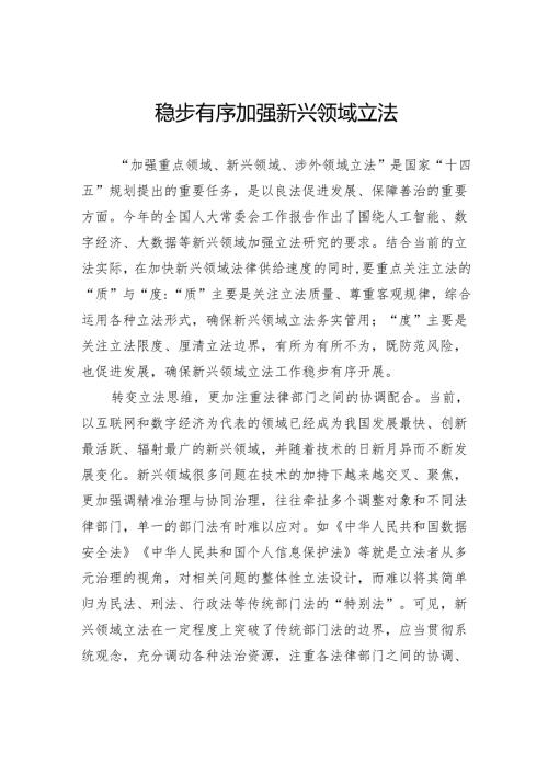 稳步有序加强新兴领域立法.docx