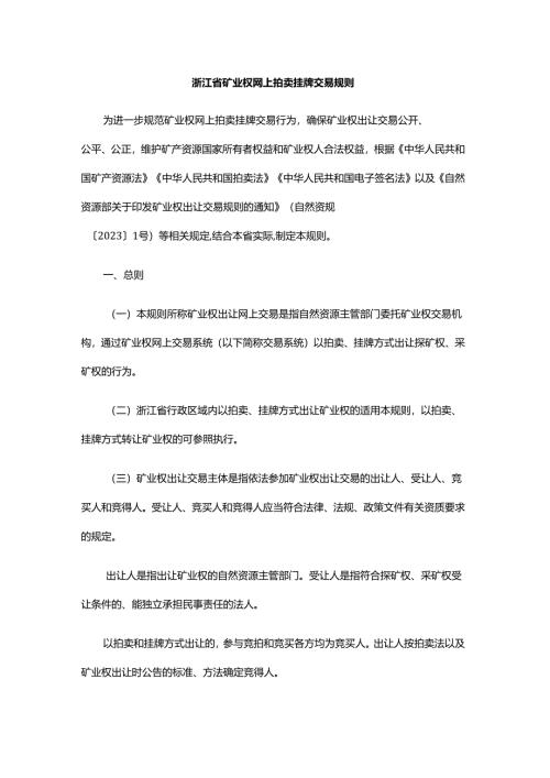 浙江省矿业权网上拍卖挂牌交易规则.docx