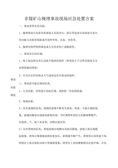 非煤矿山掩埋事故现场应急处置方案.docx
