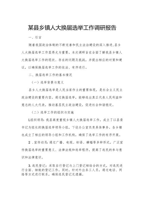 某县乡镇人大换届选举工作调研报告.docx