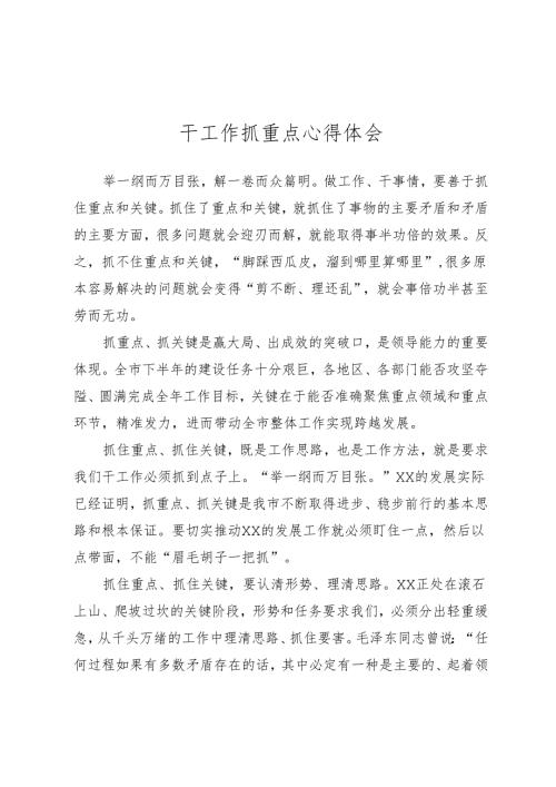 干工作抓重点心得体会.docx
