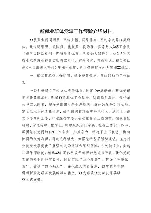新就业群体党建工作经验介绍材料.docx