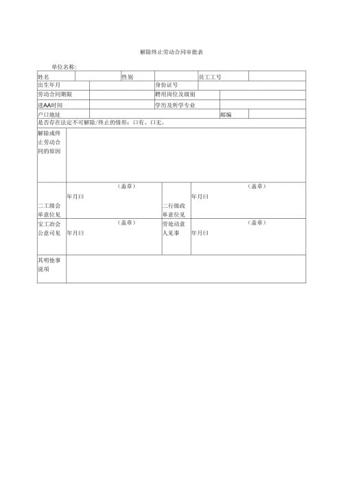 解除终止劳动合同审批表.docx