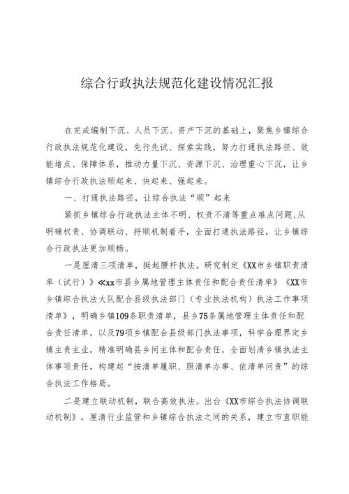 综合行政执法规范化建设情况汇报.docx