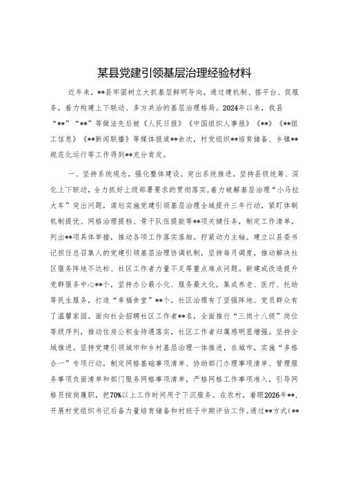 某县党建引领基层治理经验材料.docx