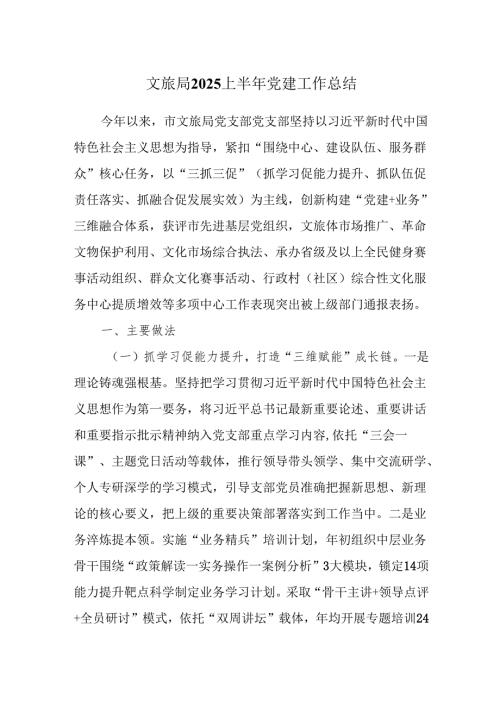 文旅局2025上半年党建工作总结.docx