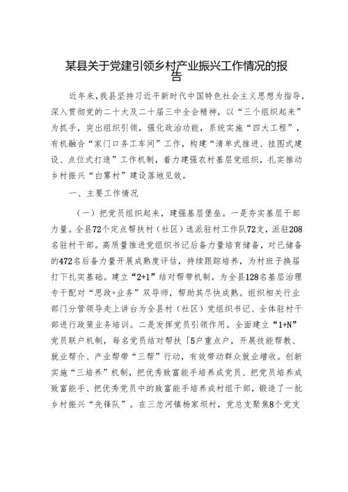 某县关于党建引领乡村产业振兴工作情况的报告.docx