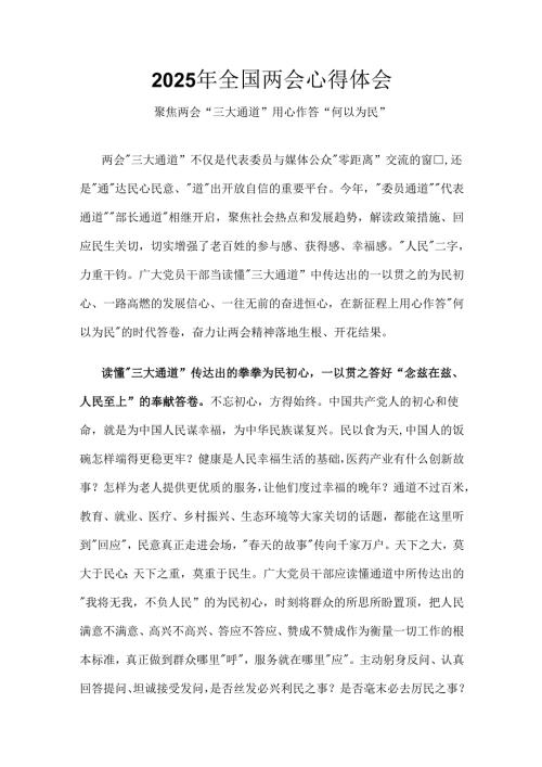 部门2025年学习全国两会精神发言稿合集资料.docx