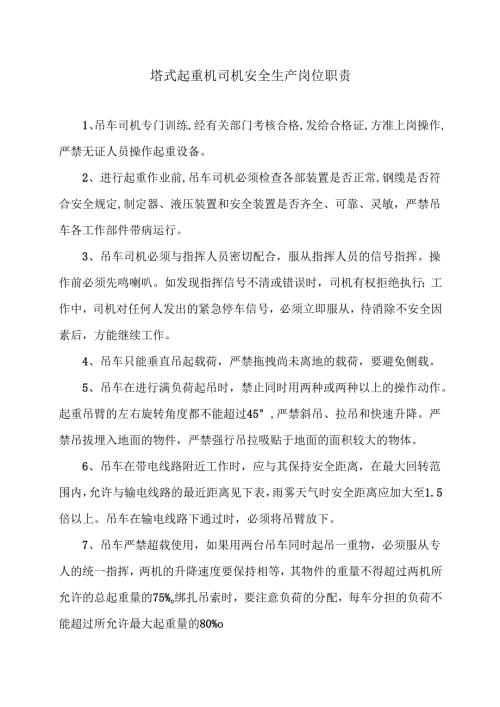 塔式起重机司机安全生产岗位职责（2025年）.docx