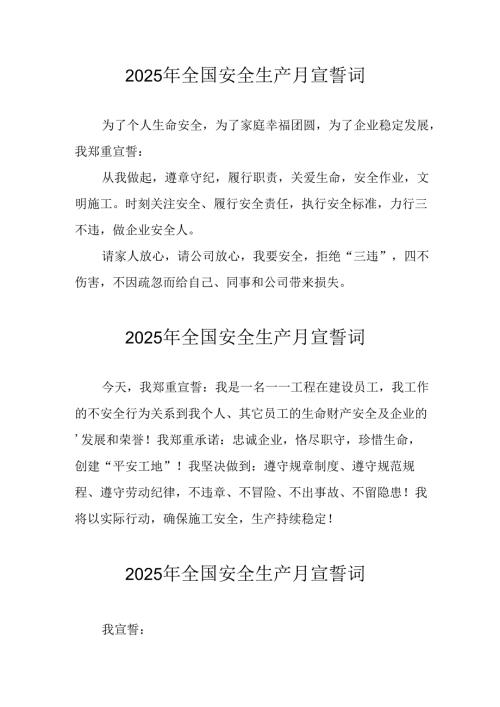 2025年《安全生产月》个人宣誓词 （4份）_98.docx