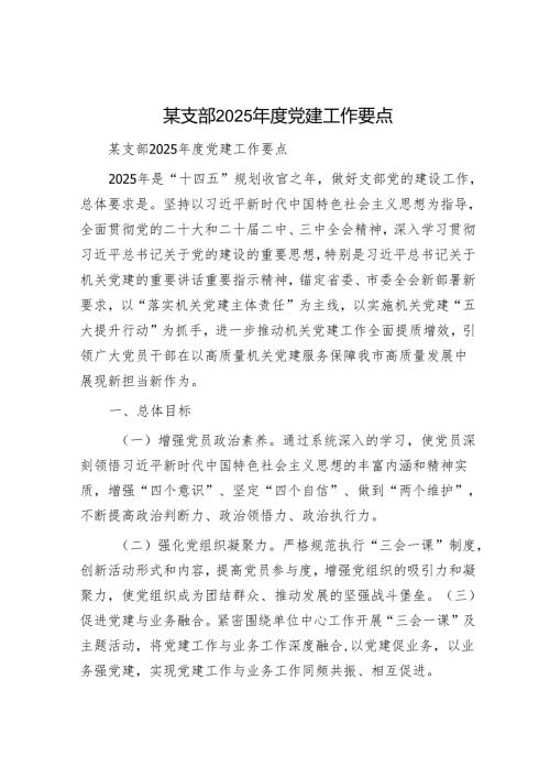 某支部2025年度党建工作要点.docx