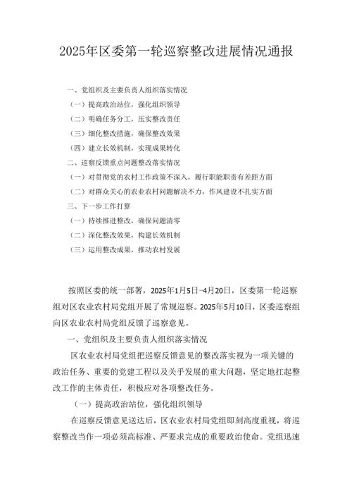 （2025年）区委第一轮巡察整改进展情况通报.docx