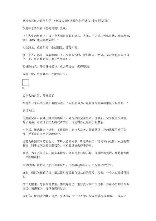 挺过去熬过去霸气句子_(挺过去熬过去霸气句子感言).docx