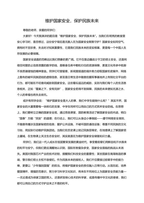维护国家安全保护民族未来演讲稿.docx