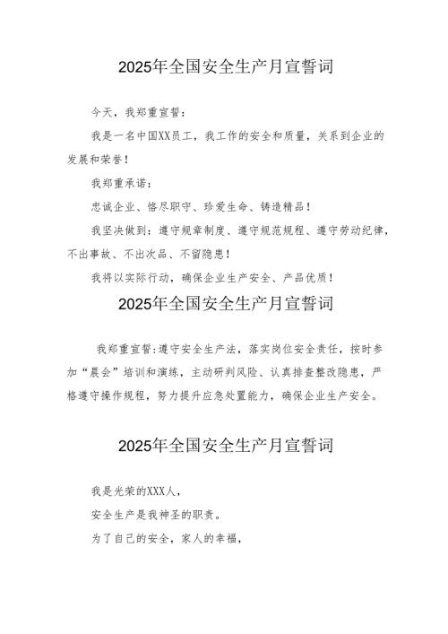 2025年全国安全生产月动员会宣誓词.docx