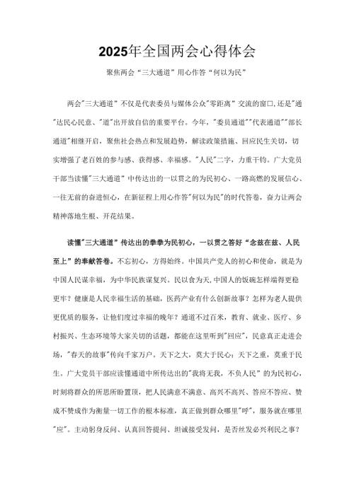 2025年两会心得体会最新多篇合集资料.docx