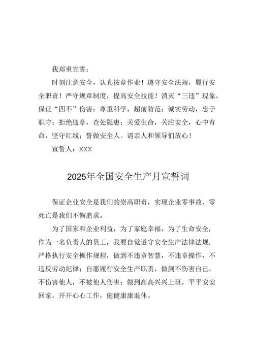 2025年安全生产月个人宣誓词.docx