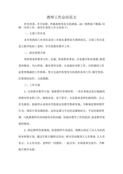 教师工作总结范文.docx