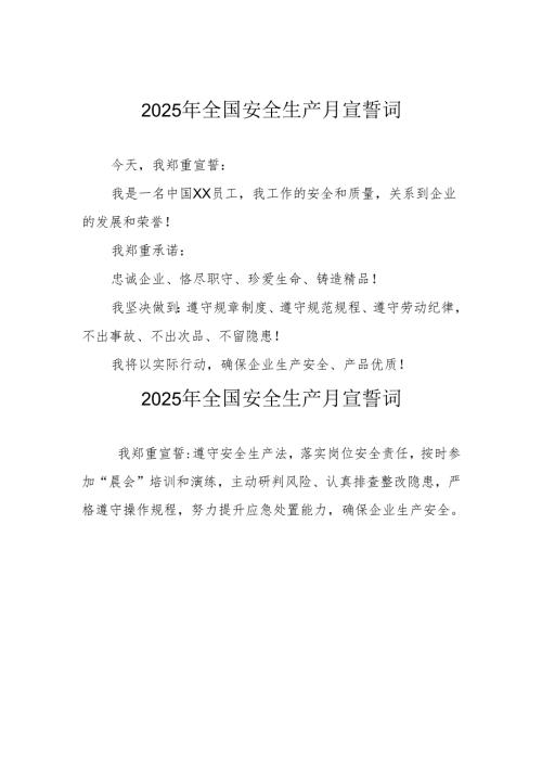 2025年《安全生产月》个人宣誓词 （3份）_86.docx
