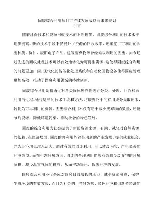 固废综合利用项目可持续发展战略与未来规划.docx