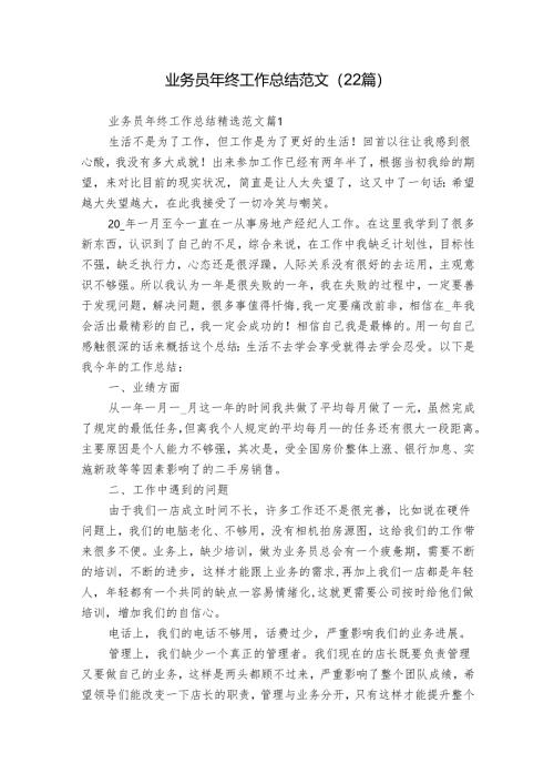 业务员年终工作总结范文（22篇）.docx