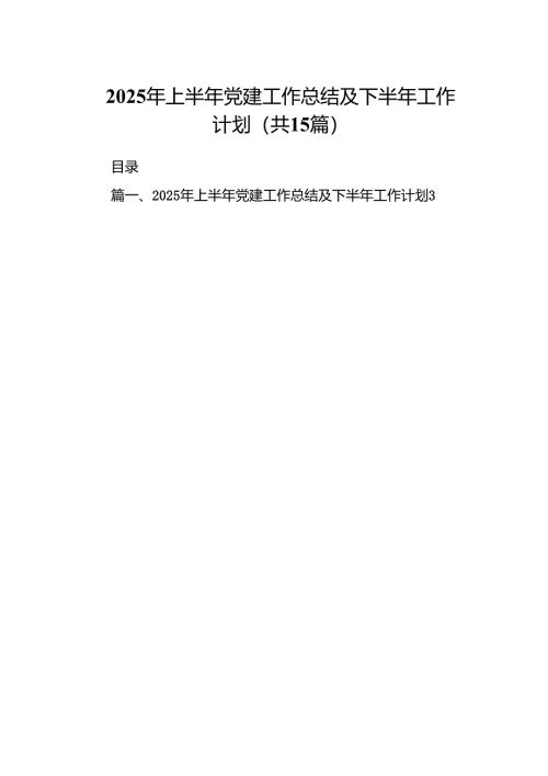 2025年上半年党建工作总结及下半年工作计划【15篇精选】供参考.docx