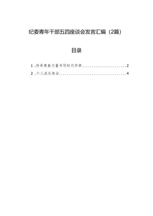 纪委青年干部五四座谈会发言汇编（2篇）.docx