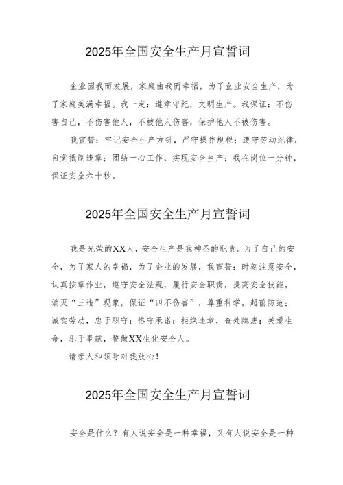 2025年安全生产月个人宣誓词.docx