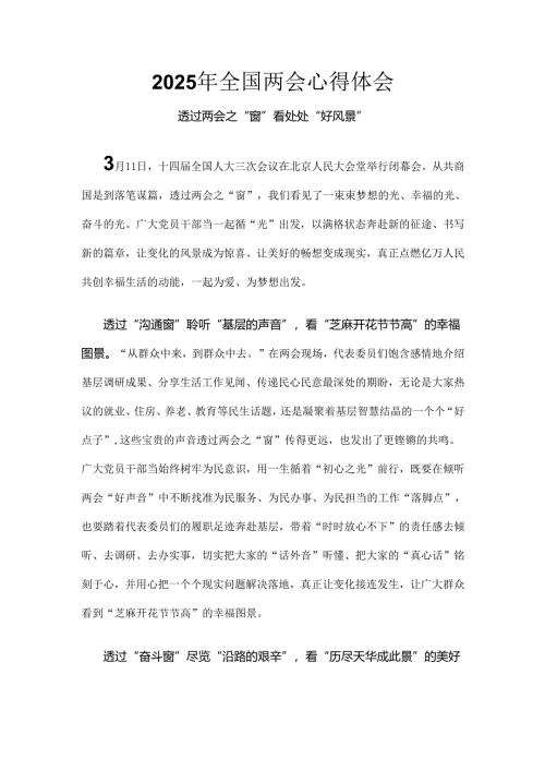 部门2025年全国两会发言稿6篇.docx