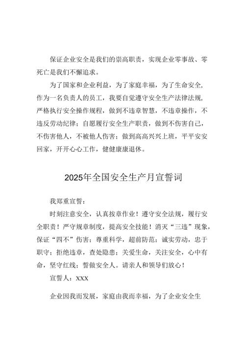 2025年《安全生产月》个人宣誓词.docx