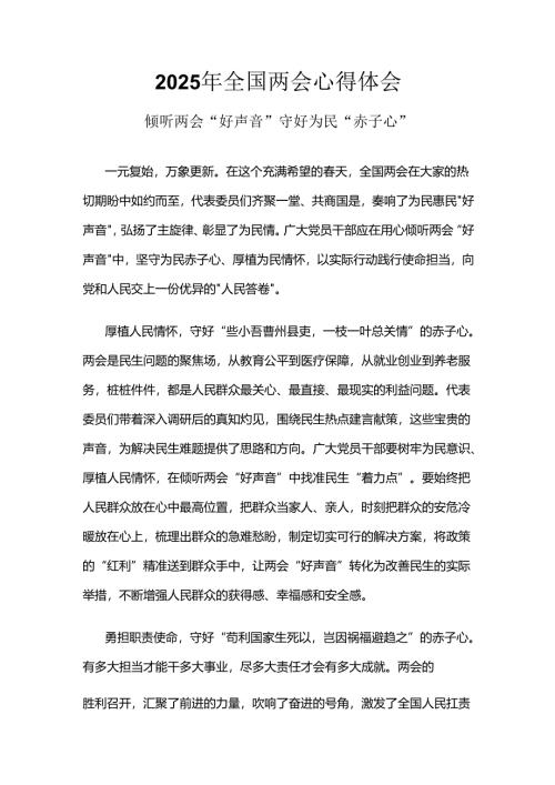 干部2025年学习全国两会心得体会(多篇合集).docx
