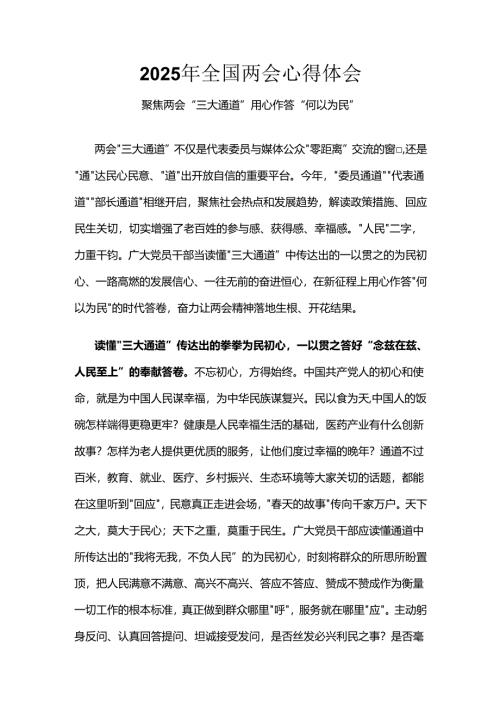 2025年全国两会精神发言稿六篇合集.docx