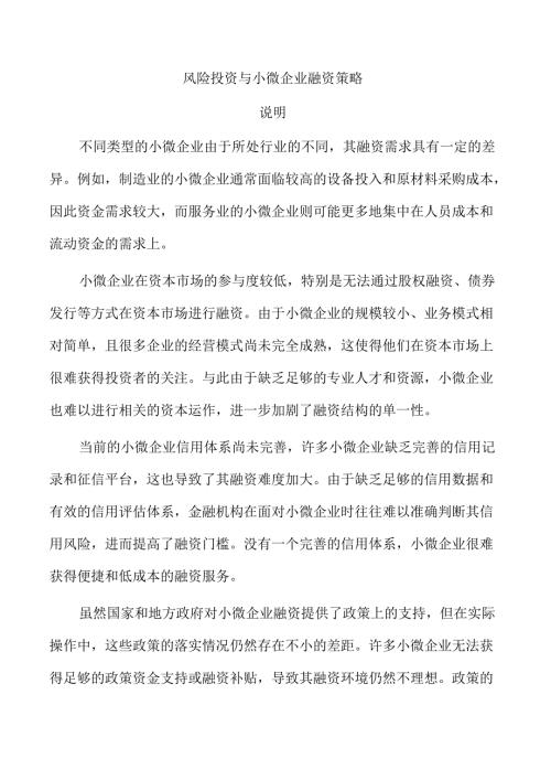 风险投资与小微企业融资策略.docx