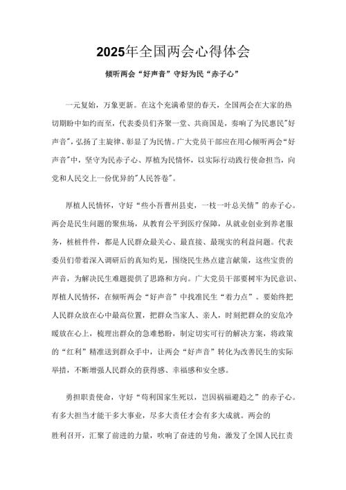 2025年学习全国两会发言稿_六篇合集.docx