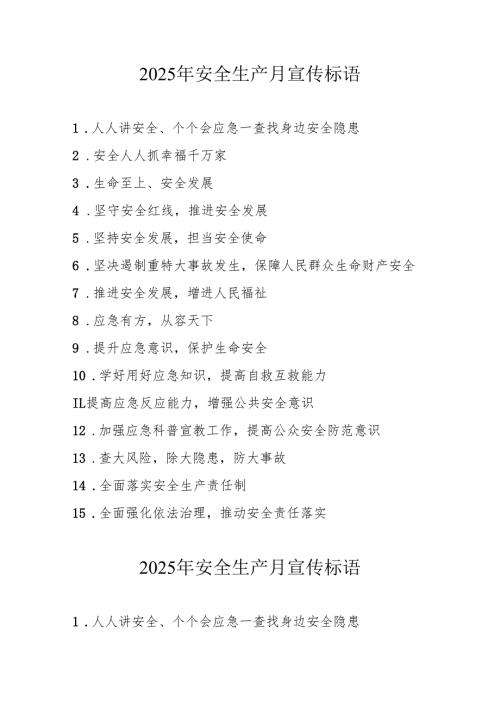 2025年全国《安全生产月》活动宣传标语 （5份）_95.docx