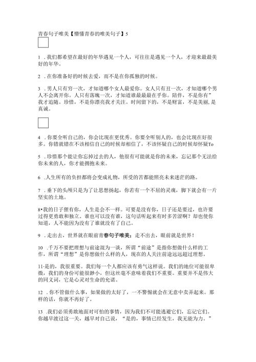 青春句子唯美【懵懂青春的唯美句子】.docx