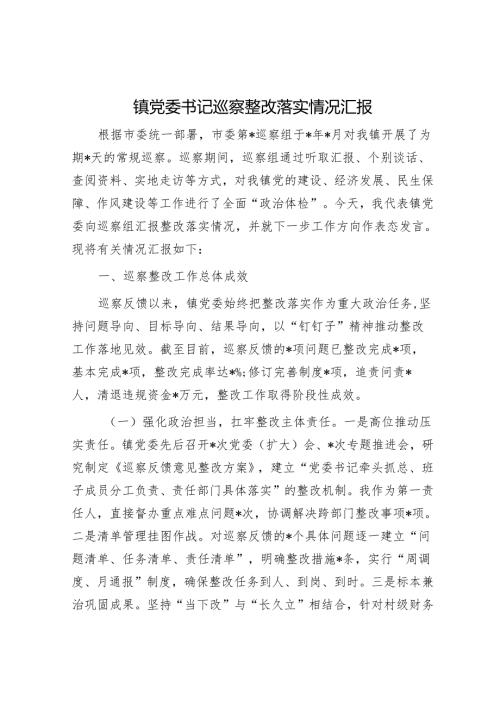 镇党委书记巡察整改落实情况汇报.docx