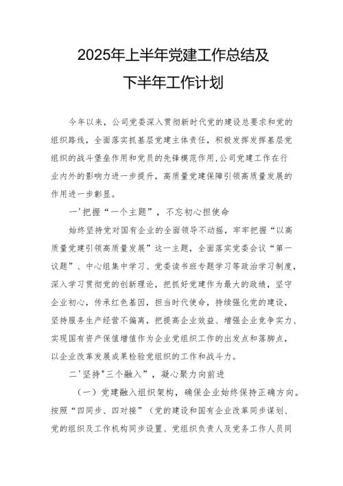 开展2025年上半年党建工作总结及下一步工作打算汇编3份.docx